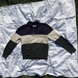 cotton color block quarter zip